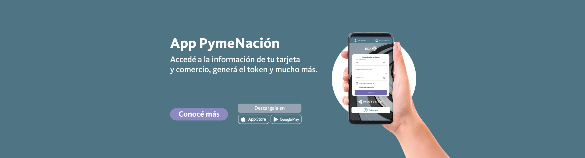 nueva app pymenación accede a la información de tu tarjeta y tu comercio, genera toukens y mucho más. Accede al enlace para más información