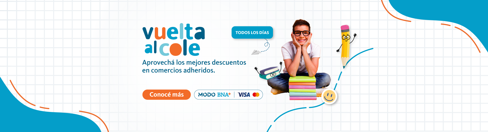 Vuelta al cole. ingresá al enlace para conocer los mejores descuentos en comercios adheridos.