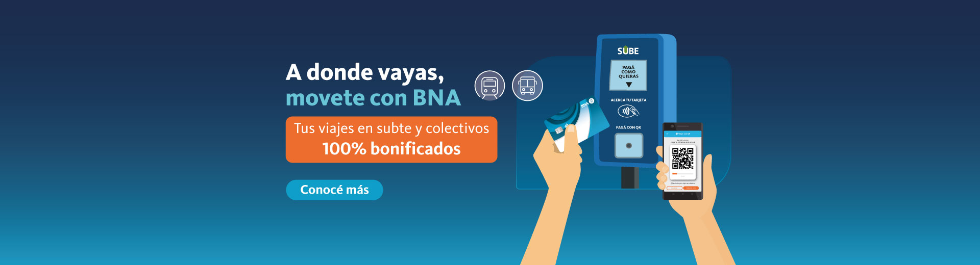 A donde vayas, movete con BNA. Tus viajes 100 porciento bonificados. Hace clic en el enlace para conocer más.